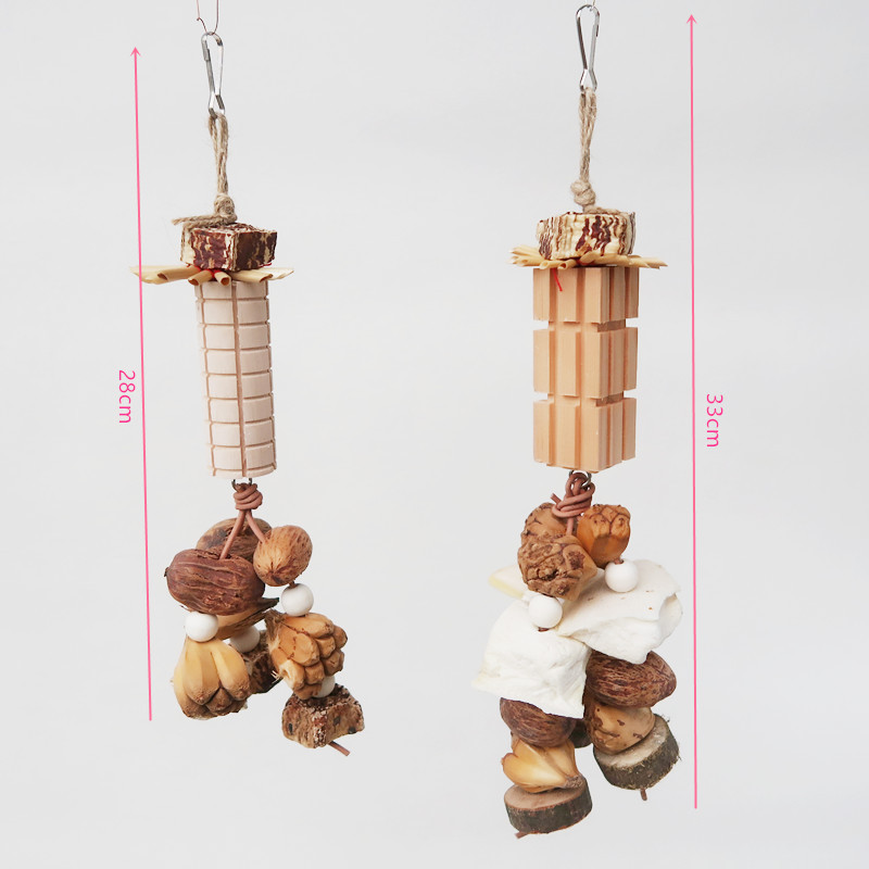 Putnu papagaiļa rotaļlieta Liela papagaiļa rotaļlieta dabīgā koka klucīši putnu košļājamā rotaļlieta Papagaiļa būris koduma rotaļlieta Kostīmi ara papagaiļiem