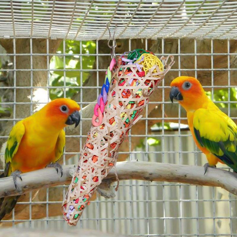 Papagailīšu rotaļlietas būrī drošai košļājamā rotaļlieta zvirbuļa jautrībai un izturīgas putnu mīklu rotaļlietas putnu zvirbuļa papagaiļa papagailim un aras
