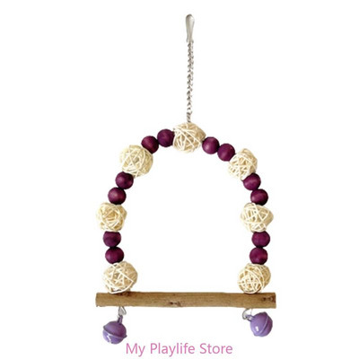 Parrots Station putnu rotaļlietu šūpoles tilts stāvošajiem treniņu piederumiem koka šūpuļtīkls ar krāsainām krellēm Rotaļlietu putnu būra piederumi