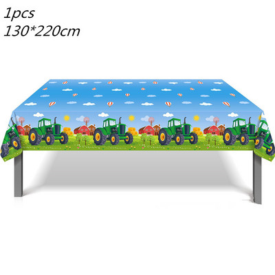 Žaliojo traktoriaus tema Vienkartiniai stalo reikmenys Popieriniai puodeliai Lėkštės Servetėlės Sunkvežimių Transporto priemonė Ekskavatorius Vaikai Berniukai Vakarėlio dekoracijos Reikmenys