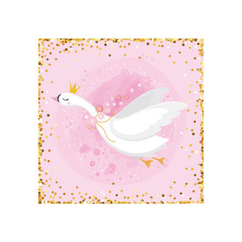 Λευκό Xrown Swan Επιτραπέζιο σκεύος μιας χρήσης Ροζ Πιατέλες Χαρτοπετσέτες Χρόνια Πολλά Διακόσμηση Παιδικού πάρτι για κορίτσι 1η μπομπονιέρα Swan Baby Shower