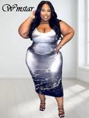 Wmstar lielizmēra kleita ar apaļu apkakli bez piedurknēm, sieviešu apģērbi, ikdienas lielkleitas, jauni vasaras vairumtirdzniecības piegādes