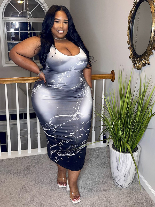 Wmstar lielizmēra kleita ar apaļu apkakli bez piedurknēm, sieviešu apģērbi, ikdienas lielkleitas, jauni vasaras vairumtirdzniecības piegādes