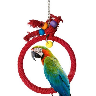 Mājdzīvnieku papagailis putni būris rotaļlieta kokvilnas virve aplis gredzenu statīvs košļājamā kodums piekārts šūpoles kāpšana rotaļlietas Āfrikas pelēkajam papagailim