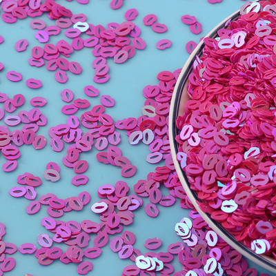10g/partija 5mm Lūpu forma PVC vaļīgi vizuļi Glitter Pailletes nagu mākslas manikīram šūšana kāzu dekorācija konfeti DIY Craft