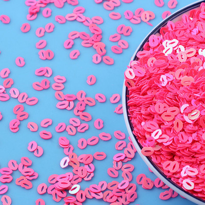 10g/partija 5mm Lūpu forma PVC vaļīgi vizuļi Glitter Pailletes nagu mākslas manikīram šūšana kāzu dekorācija konfeti DIY Craft