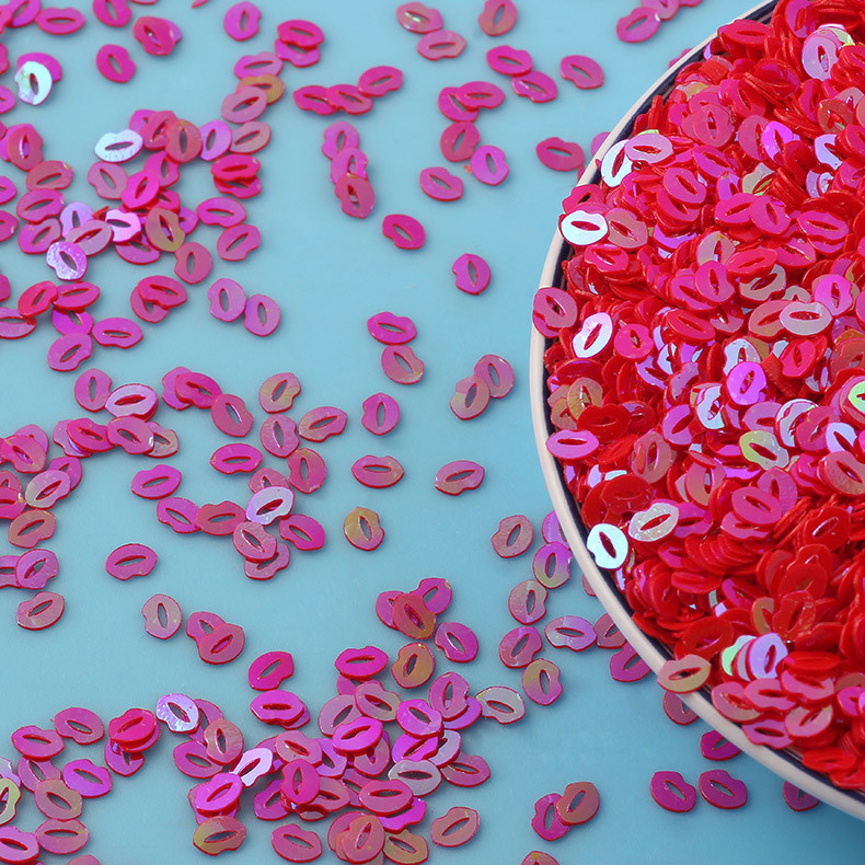 10g/partija 5mm Lūpu forma PVC vaļīgi vizuļi Glitter Pailletes nagu mākslas manikīram šūšana kāzu dekorācija konfeti DIY Craft