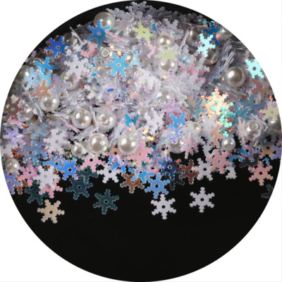 7 mm/10 mm/13 mm sniegpārsliņu PVC vizuļi ar 1 centrālo caurumu Ziemassvētku dāvanu audums DIY Navidad ornamenti, balti sniega vizuļi, šūšana