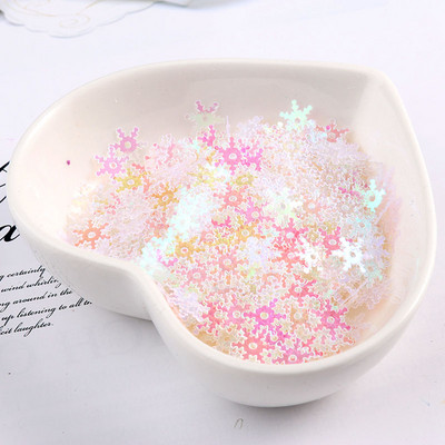 7 mm/10 mm/13 mm sniegpārsliņu PVC vizuļi ar 1 centrālo caurumu Ziemassvētku dāvanu audums DIY Navidad ornamenti, balti sniega vizuļi, šūšana