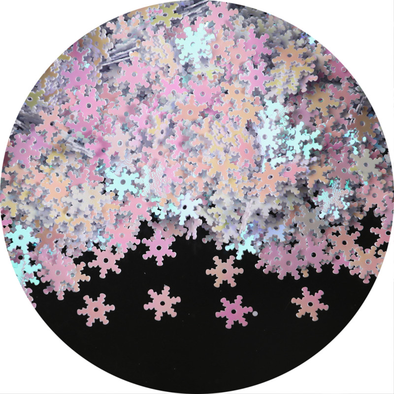 7 mm/10 mm/13 mm sniegpārsliņu PVC vizuļi ar 1 centrālo caurumu Ziemassvētku dāvanu audums DIY Navidad ornamenti, balti sniega vizuļi, šūšana