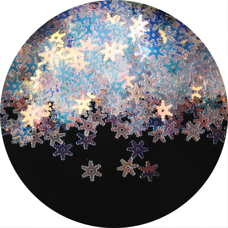 7 mm/10 mm/13 mm sniegpārsliņu PVC vizuļi ar 1 centrālo caurumu Ziemassvētku dāvanu audums DIY Navidad ornamenti, balti sniega vizuļi, šūšana