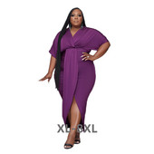 Liela izmēra Liela izmēra 5xl Sieviešu ķermeņa kleita ar augstu elastīgu izgriezumu ar īsām piedurknēm priekšā sadalīta ikdienas ballīšu kleita 3xl 4xl 5xl 6xl