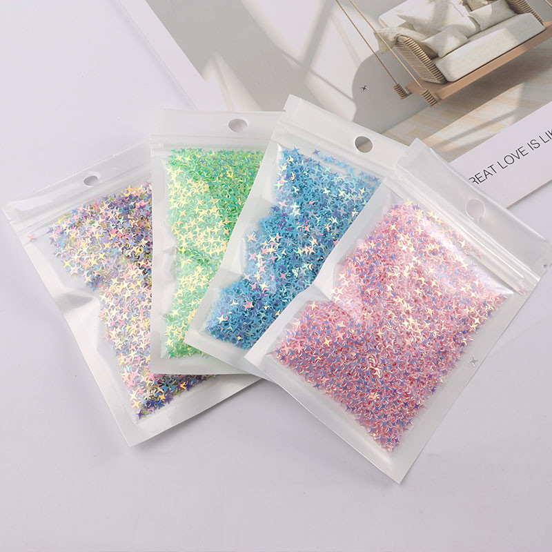 4 mm Glitter Star Nail Art Sequin Golden Colorful Flakies Paillettes Nail Art Sequins DIy Crafts Glitter Dekorācijas piederumi