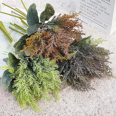 5 bucăți/pachet de verdeață cu ace de chiparos, flori artificiale din plastic lucrate manual pentru decorarea grădinii de acasă flori, iarbă falsă, plante de pin