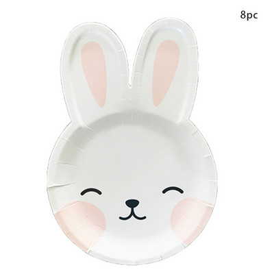 Karikatūra Truša dzimšanas dienas vienreizlietojamie trauki Lieldienu zaķa formas papīra šķīvji Meitenes daudz laimes dzimšanas dienā ballīšu piederumi bērnu duša