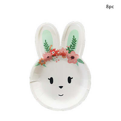 Karikatūra Truša dzimšanas dienas vienreizlietojamie trauki Lieldienu zaķa formas papīra šķīvji Meitenes daudz laimes dzimšanas dienā ballīšu piederumi bērnu duša