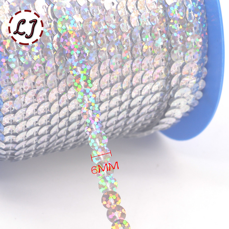 Jauni 10 jardi 6 mm PET apaļi plakani lāzera zeltīti pailletes vizuļi amatniecībai, šūšana uz auduma piederums, flitera apdare, albums, DIY