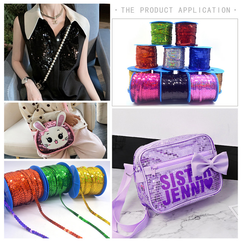 Jauni 10 jardi 6 mm PET apaļi plakani lāzera zeltīti pailletes vizuļi amatniecībai, šūšana uz auduma piederums, flitera apdare, albums, DIY