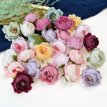 10 τμχ Διακόσμηση σπιτιού Τεχνητό σακουλάκι τσαγιού από μεταξωτό τριαντάφυλλο λουλούδια κεφαλές για στολισμούς γάμου Baby showers DIY Crafts Αξεσουάρ λουλουδιών
