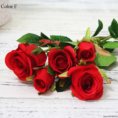 5 galviņas/zars Svaiga roze Mākslīgie ziedi Real Touch Roze Ziedi Mājas kāzu ballītes dekors Viltus mazi rožu ziedi Pušķis
