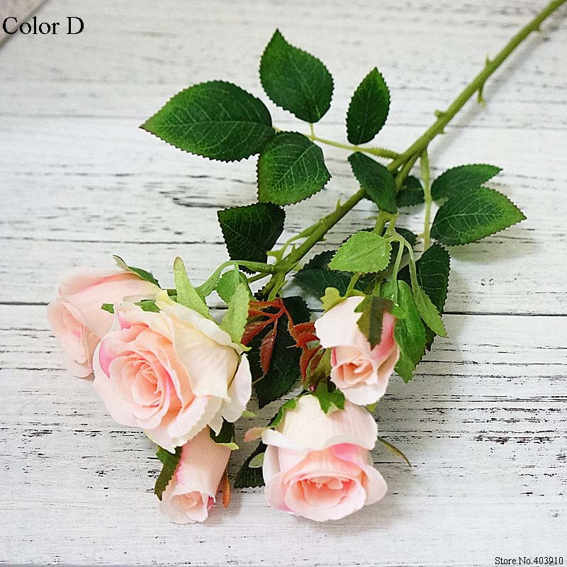 5 galviņas/zars Svaiga roze Mākslīgie ziedi Real Touch Roze Ziedi Mājas kāzu ballītes dekors Viltus mazi rožu ziedi Pušķis