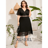 Molett 2023 divatos 3xl 4xl 5xl női sifon ruha fekete bő középruha alkalmi bohém nyári ruhák o 3xl 4xl 5xl 6xl