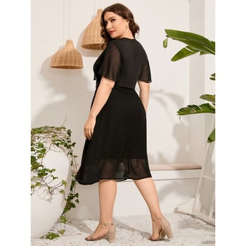 Plus Size 2023 Fashion 3xl 4xl 5xl Γυναικείο φόρεμα σιφόν μαύρο χαλαρό μεσαίο φόρεμα Casual Bohemian καλοκαιρινά φορέματα o 3xl 4xl 5xl 6xl