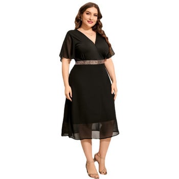 Plus Size 2023 Fashion 3xl 4xl 5xl Γυναικείο φόρεμα σιφόν μαύρο χαλαρό μεσαίο φόρεμα Casual Bohemian καλοκαιρινά φορέματα o 3xl 4xl 5xl 6xl