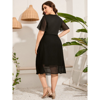 Plus Size 2023 Fashion 3xl 4xl 5xl Γυναικείο φόρεμα σιφόν μαύρο χαλαρό μεσαίο φόρεμα Casual Bohemian καλοκαιρινά φορέματα o 3xl 4xl 5xl 6xl