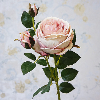 Луксозен голям розов клон Симулация на кадифе Изкуствени цветя Подарък за Свети Валентин сватбени цветя Декорация на дома рози Флорес