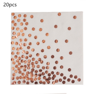 20gab/komplekts Creative Rose Gold Dot salvetes Vienreizējās lietošanas papīra dvieļu papīra salvetes dzimšanas dienas svinību piederumiem kāzu dekorācijas