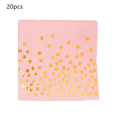 20gab/komplekts Creative Rose Gold Dot salvetes Vienreizējās lietošanas papīra dvieļu papīra salvetes dzimšanas dienas svinību piederumiem kāzu dekorācijas