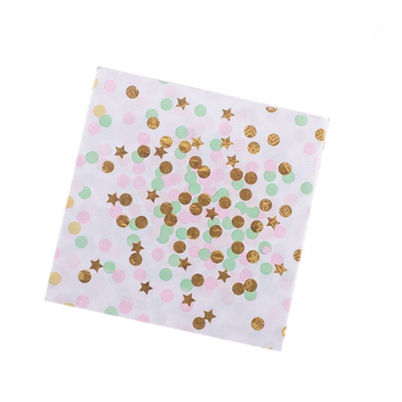 20gab/komplekts Creative Rose Gold Dot salvetes Vienreizējās lietošanas papīra dvieļu papīra salvetes dzimšanas dienas svinību piederumiem kāzu dekorācijas