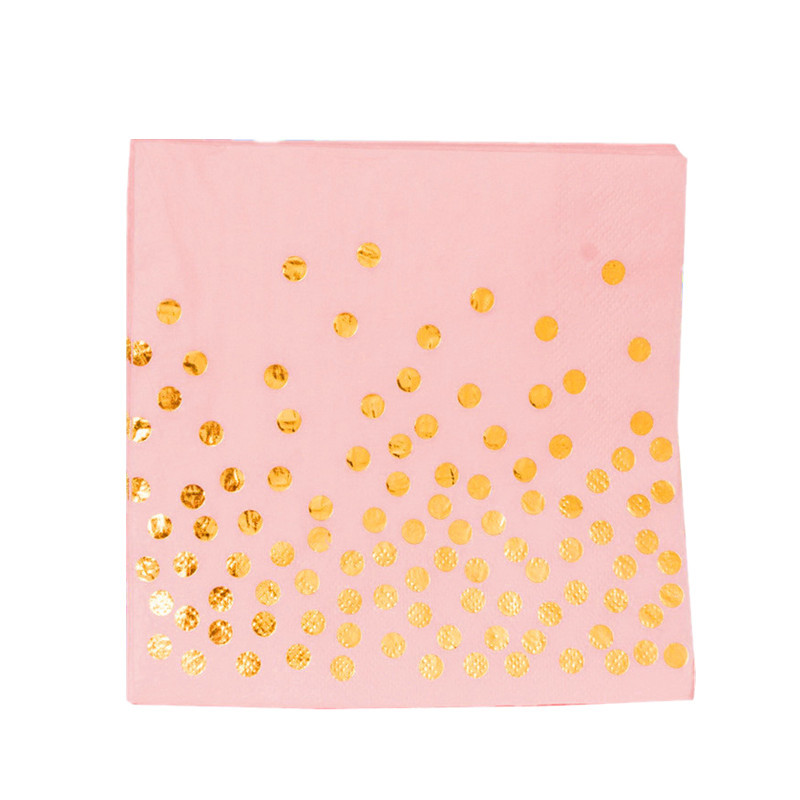 20gab/komplekts Creative Rose Gold Dot salvetes Vienreizējās lietošanas papīra dvieļu papīra salvetes dzimšanas dienas svinību piederumiem kāzu dekorācijas