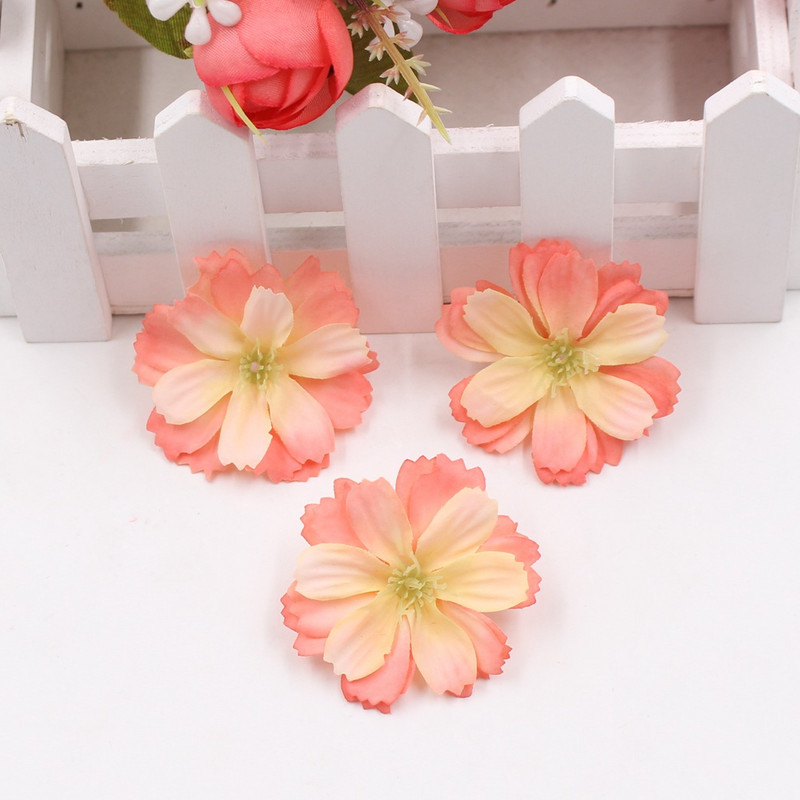 Jauns 10 gab. 4,5 cm mākslīgā zīda plūmju ziedu galviņa kāzu mājas dekorēšana DIY ziedu sienu dekorēšana albuma amatniecības zieds