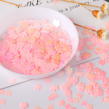 5 мм ултратънки цветя на сакура с пайети Розови черешови цветове Направи си сам пайети PET блясък за маникюр/сватбени конфети 10 г