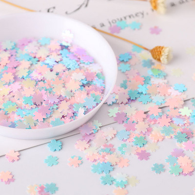 5mm Ultrathin Sakura Flower Sequin Pink Cherry Blossoms DIY Sequins PET Glitter For Nails Art μανικιούρ/γαμήλιο κομφετί 10g