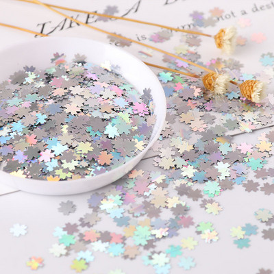 5 mm īpaši plāns Sakura Flower Sequin Pink Cherry Blossoms DIY Sequins PET Glitter Nails Art manikīram/kāzu konfeti 10g