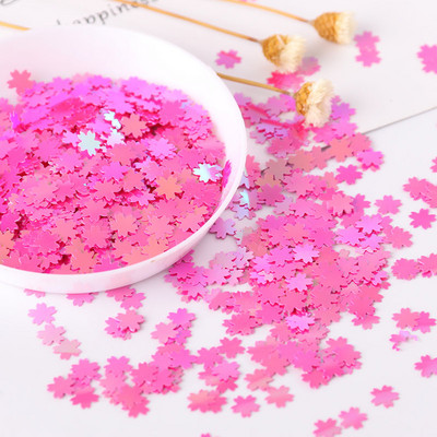 5 mm īpaši plāns Sakura Flower Sequin Pink Cherry Blossoms DIY Sequins PET Glitter Nails Art manikīram/kāzu konfeti 10g