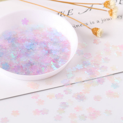 5 mm īpaši plāns Sakura Flower Sequin Pink Cherry Blossoms DIY Sequins PET Glitter Nails Art manikīram/kāzu konfeti 10g