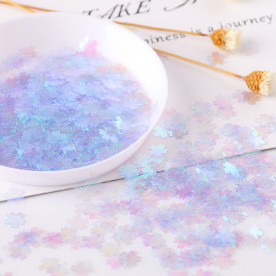 5 mm īpaši plāns Sakura Flower Sequin Pink Cherry Blossoms DIY Sequins PET Glitter Nails Art manikīram/kāzu konfeti 10g