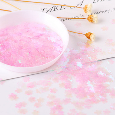 5 mm īpaši plāns Sakura Flower Sequin Pink Cherry Blossoms DIY Sequins PET Glitter Nails Art manikīram/kāzu konfeti 10g