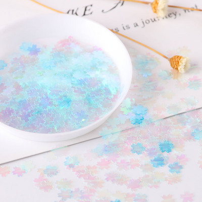 5 mm īpaši plāns Sakura Flower Sequin Pink Cherry Blossoms DIY Sequins PET Glitter Nails Art manikīram/kāzu konfeti 10g