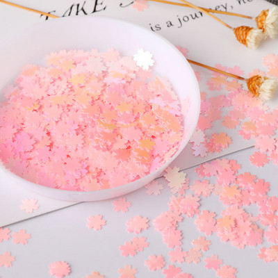 5 mm īpaši plāns Sakura Flower Sequin Pink Cherry Blossoms DIY Sequins PET Glitter Nails Art manikīram/kāzu konfeti 10g