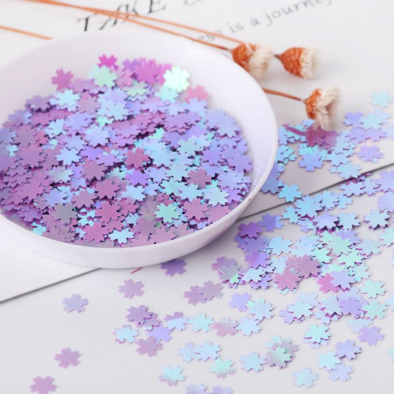 5 mm īpaši plāns Sakura Flower Sequin Pink Cherry Blossoms DIY Sequins PET Glitter Nails Art manikīram/kāzu konfeti 10g