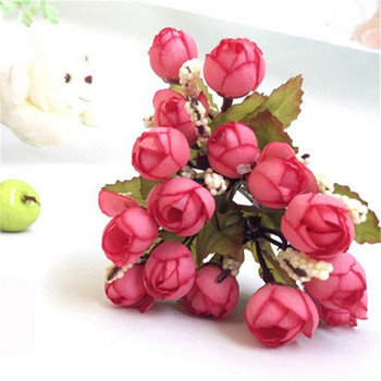 Φθινόπωρο 15 κεφάλια/μπουκέτο Small Bud Roses Bract Τεχνητό λουλούδι Μεταξωτό τριαντάφυλλο DIY Γαμήλιο σπίτι Χριστουγεννιάτικη διακόσμηση Λουλούδια τριαντάφυλλο