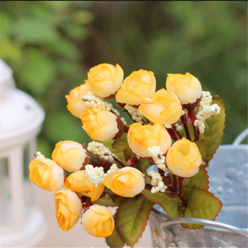 Φθινόπωρο 15 κεφάλια/μπουκέτο Small Bud Roses Bract Τεχνητό λουλούδι Μεταξωτό τριαντάφυλλο DIY Γαμήλιο σπίτι Χριστουγεννιάτικη διακόσμηση Λουλούδια τριαντάφυλλο