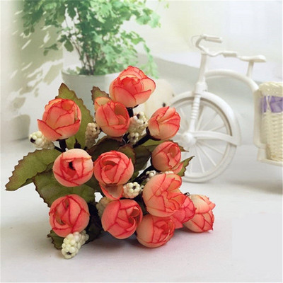 Rudens 15 galviņas/pušķis, mazi pumpuraiņi, rozes, seglapas, mākslīgie ziedi, zīda roze, kāzu mājas Ziemassvētku dekors, ziedi, roze, dāvana