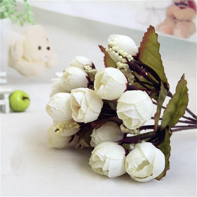 Rudens 15 galviņas/pušķis, mazi pumpuraiņi, rozes, seglapas, mākslīgie ziedi, zīda roze, kāzu mājas Ziemassvētku dekors, ziedi, roze, dāvana