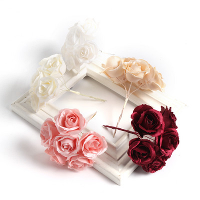 6 tk siidist roosi kunstlillede kimp pulmapeo kaunistus DIY käsitsi valmistatud pärg Kingitus Scrapbooking käsitöö võltslilled